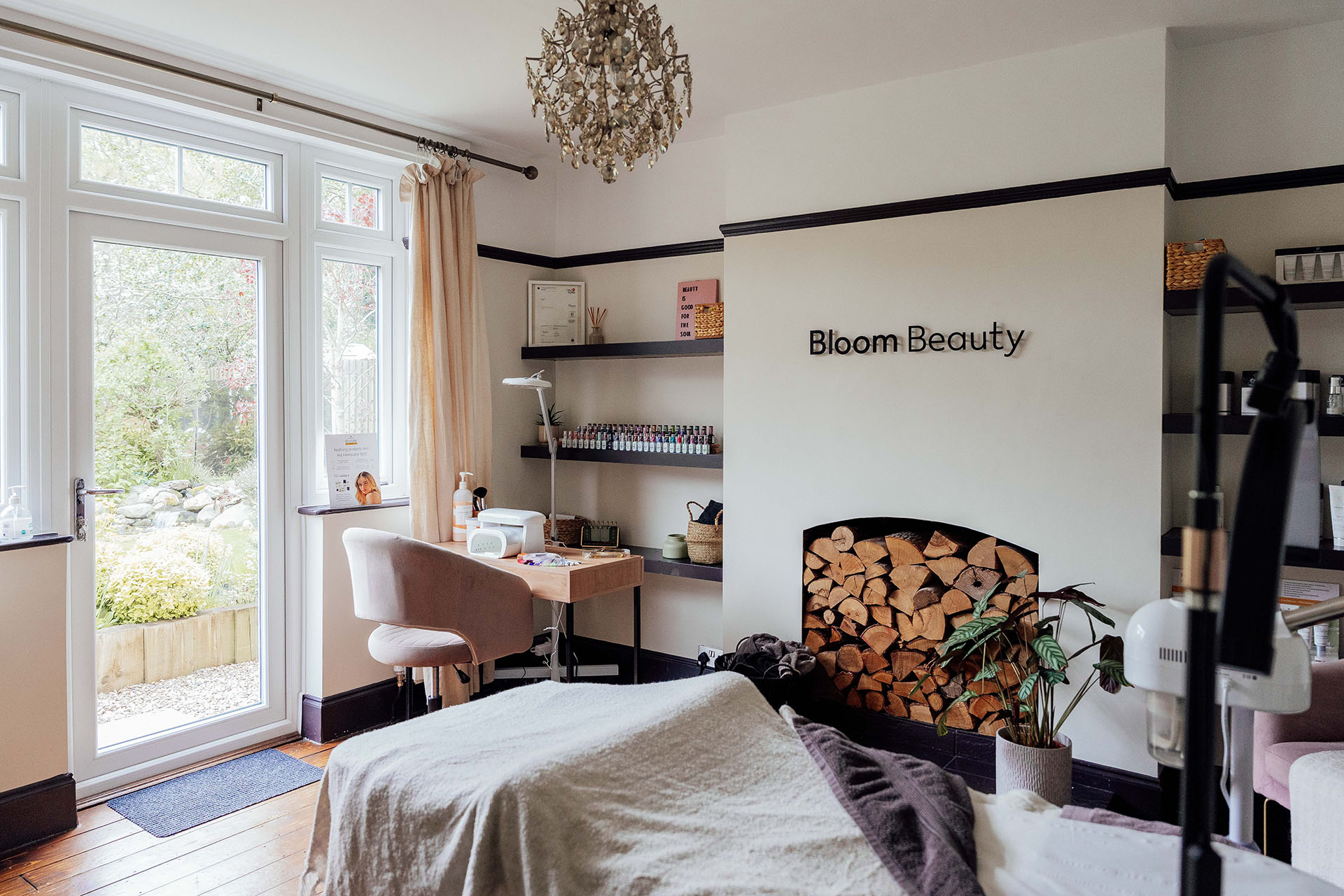 Bloom Beauty salon interior with elegant design and branding